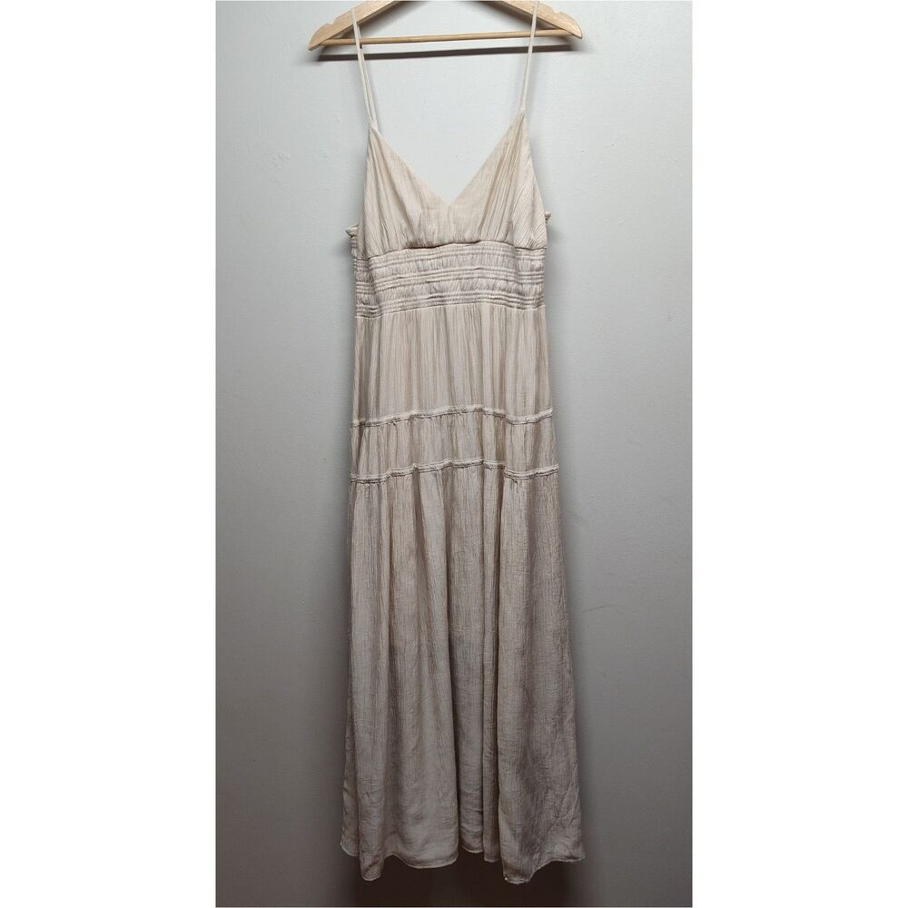 Blu Pepper Midi Dress Women L Tan Sleeveless Boho Chic Coastal Feminine Romantic